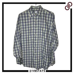 Peter Millar Yellow-Gray Plaid LS Button Down in Size Large